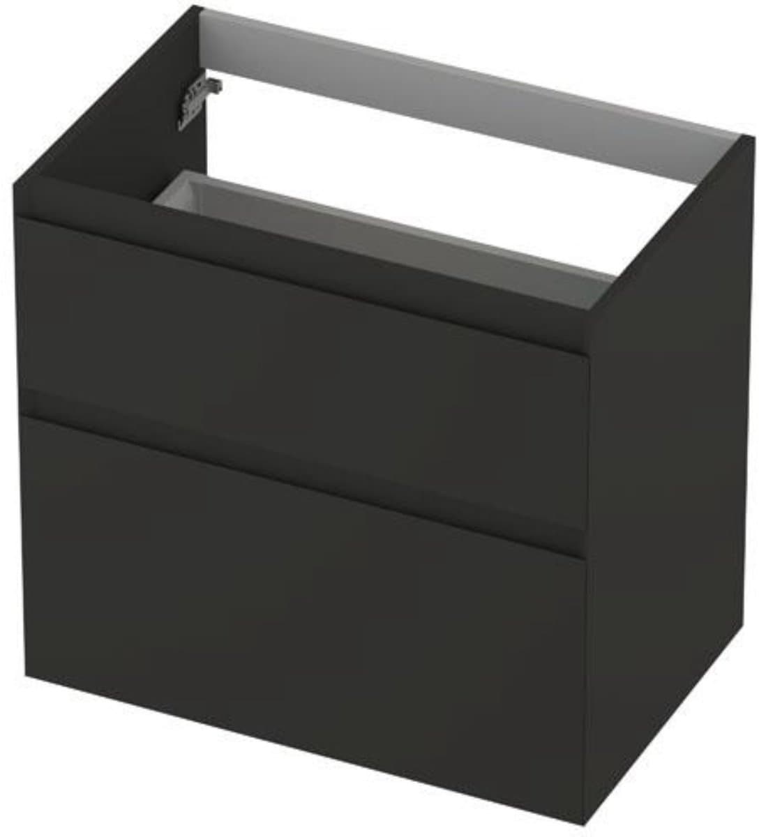 INK - Onderkast 2 Laden Greeploos Gelakt 45gr A-symmetrisch - 700x450x650 Mm - Mat Antraciet