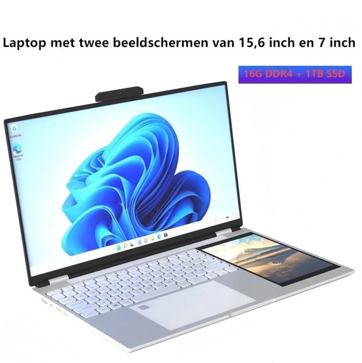 Nieuw Dual Screen Laptop 15.6+7" (1x Touch) 16GB/1TB SSD voor Student & Zakelijk