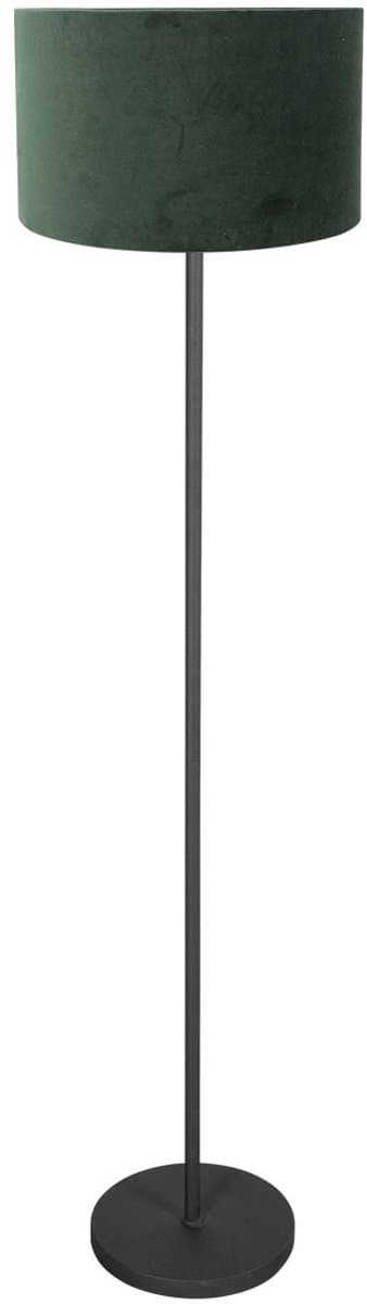 Vloerlamp Noor 4445ZW – Zwart met groene velours kap Ø30cm, van metaal en textiel, trendy design, merk Mexlite, ideaal voor binnengebruik