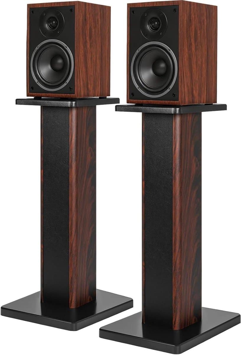 Houten Luidspreker Houders - Universele Stands - Thuis Hifi Geluid - Zandgevuld Ontwerp - 60cm Hoog 50kg - Bruin
