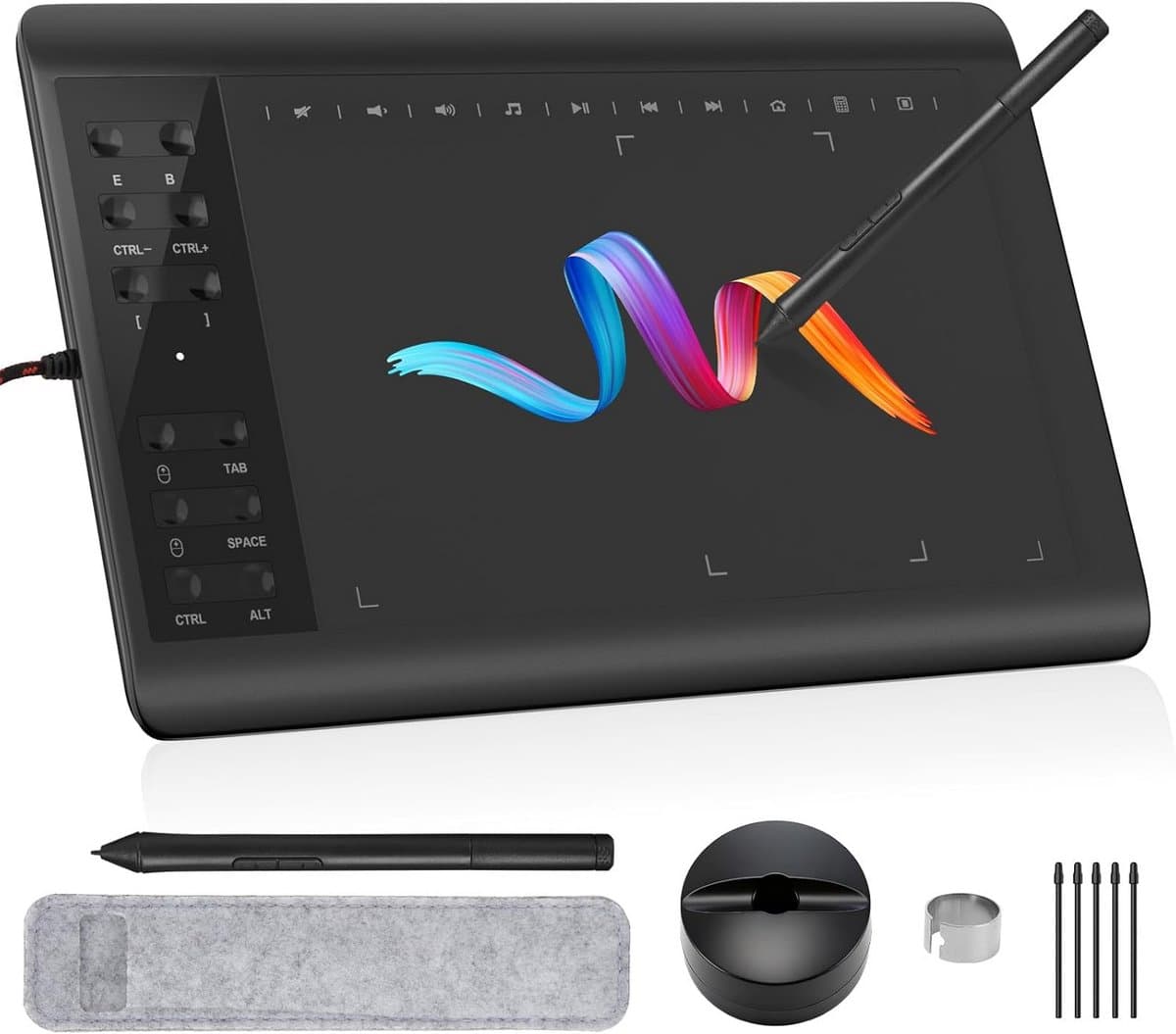 Grafische tablet - Tekentablet - Digitaal Tekenen - 8192 Drukgevoeligheid - 10 x 6 inch - Zwart