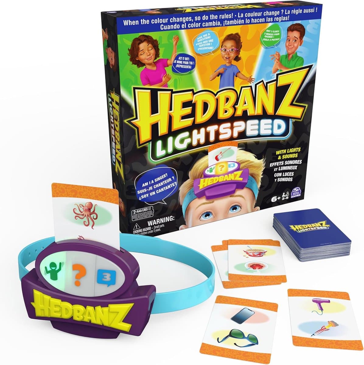 Spin Master Games Hedbanz Lightspeed Familie Bordspel 2 tot 6 Spelers - 6+
