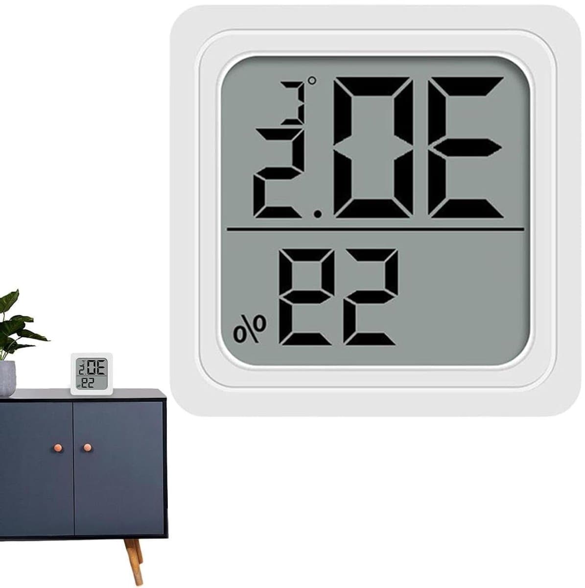 Digitale Hygrometer - Vochtigheidsmeter Temperatuurmeter - Binnenklimaat Monitoren - Hoge Precisie Detectie - 6 x 6 x 1 cm - Wit
