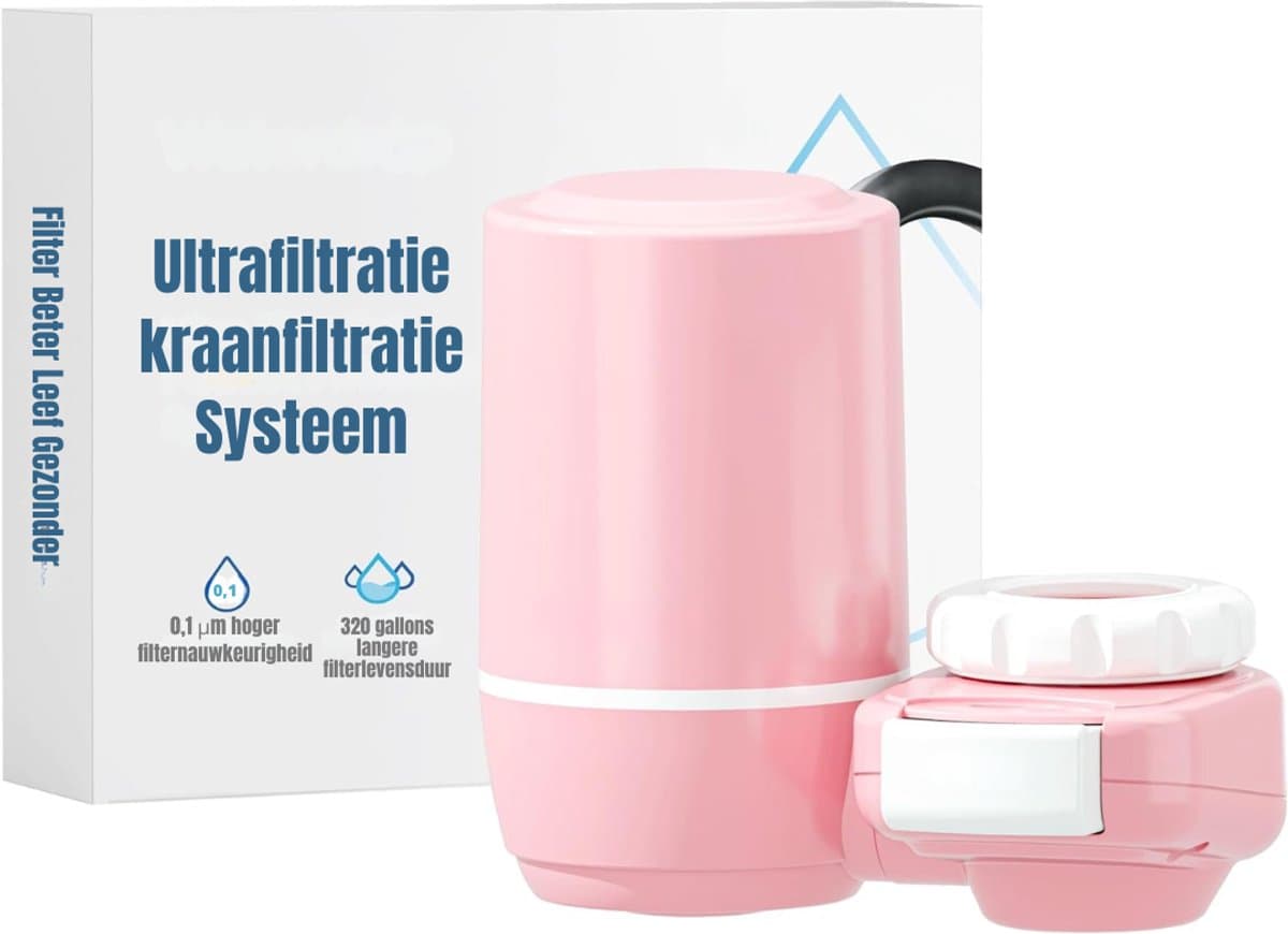 AHD® Waterfilter kraan - Waterfilter - Roze - ‎8cm x 19cm x 18cm