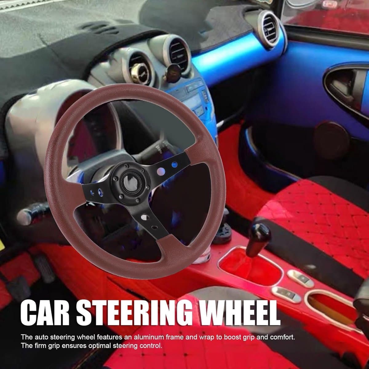 Autostuur PU-leer - Sportstuur Race - Verbeterde Rijervaring - Universele Pasvorm - 14 Inch - Zwart
