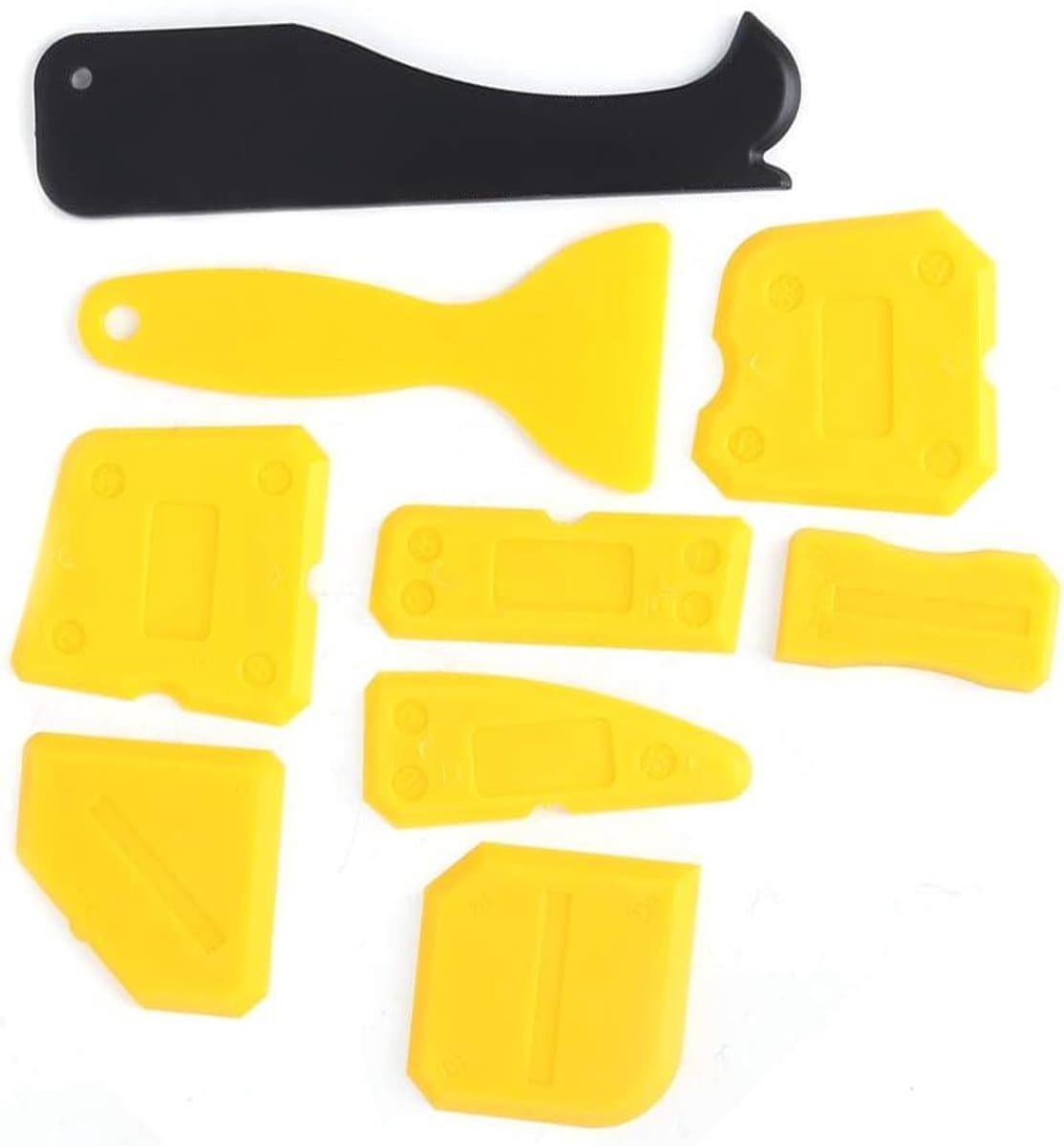 Kitverwijderaar Set - Voeggereedschap - Kit Verwijderen - Krasvrij Oppervlak - 9 Delig - Geel Zwart