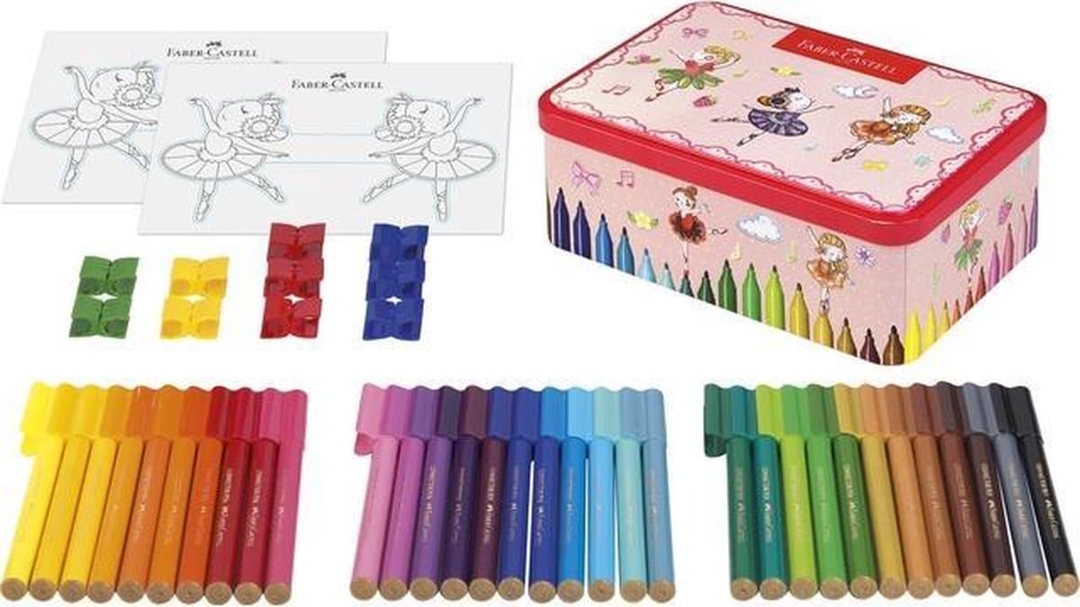 Faber-Castell verbindingsviltstiften set - 33 stuks, assortiment kleuren in ballerina blik