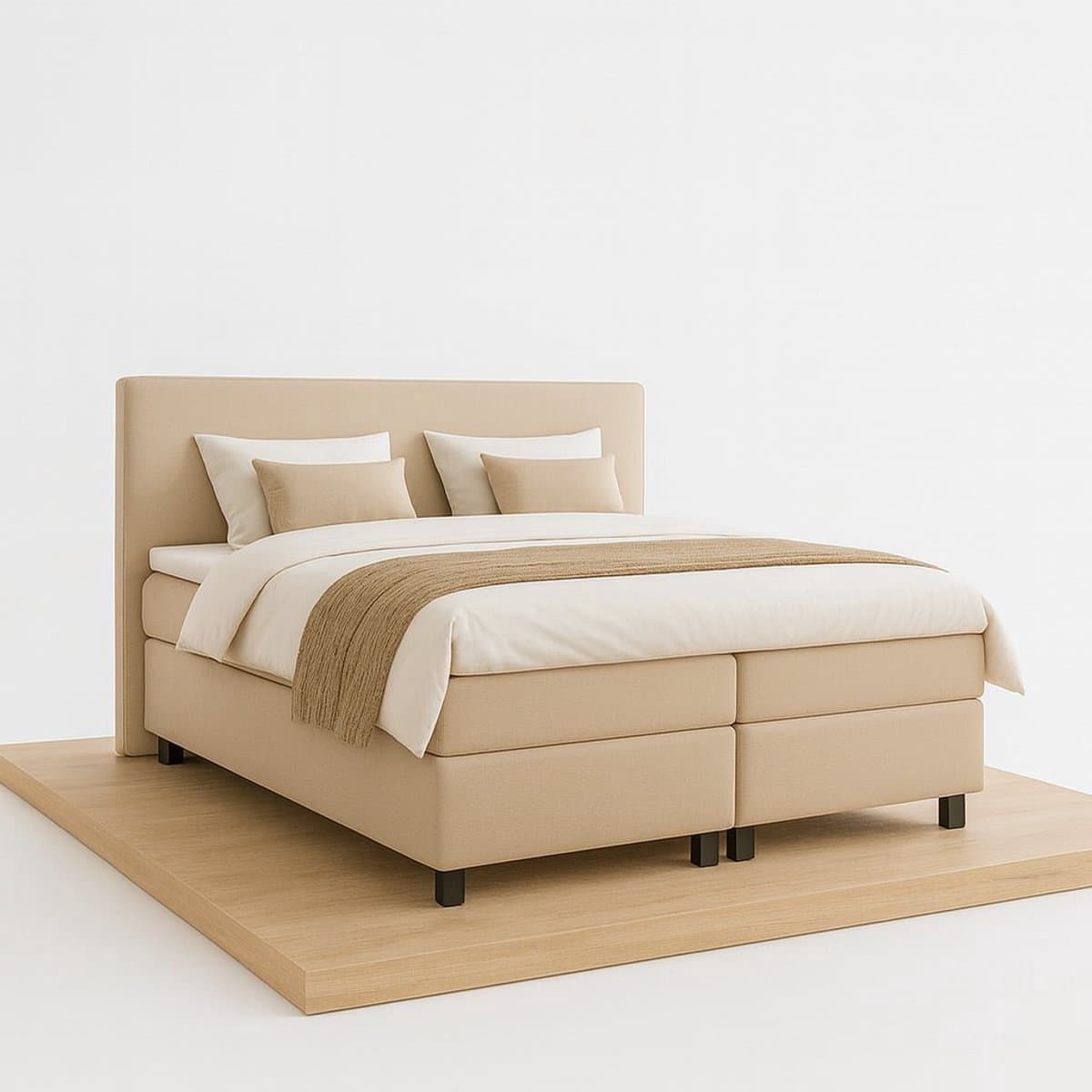 Boxspring DreamLux - 200x210 Compleet - Beige Glad - Puntrust Bedden