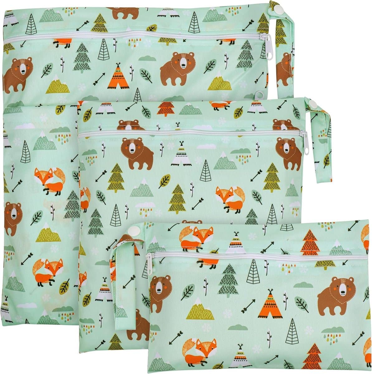 Dailygoods- Natte/Droge Zak - 3 Stuks - Herbruikbaar - Lichtgewicht - TPU Stof - Handvat met Kliksluiting - Opvouwbaar - Luiertas