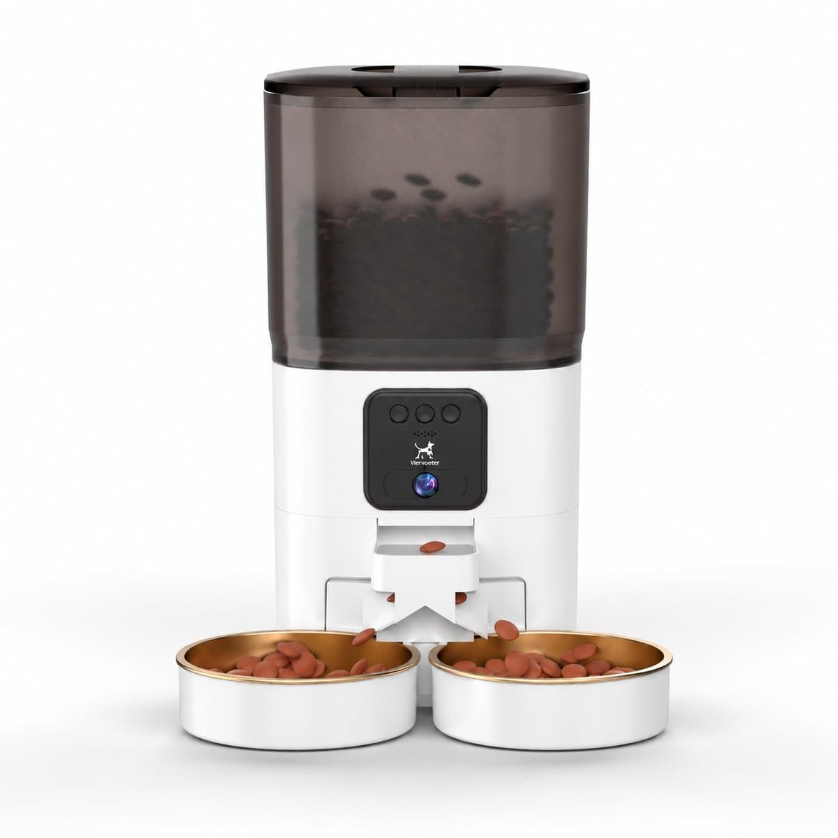 Viervoeter Feed Pro Dual - Automatische Voerbak 7L - HD camera & Audio - Kat en Hond - Voerautomaat met App - Wit