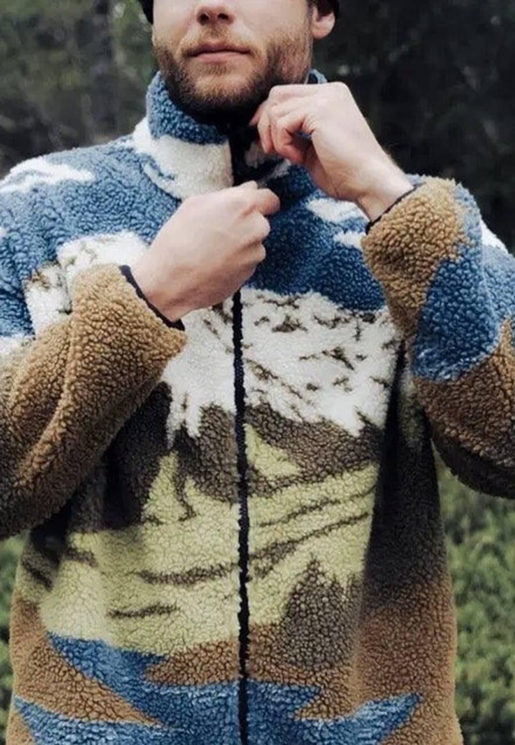 PICTURE - HAFDALS ZIP FLEECE - xl - Cloudy Landsc Sherpa M