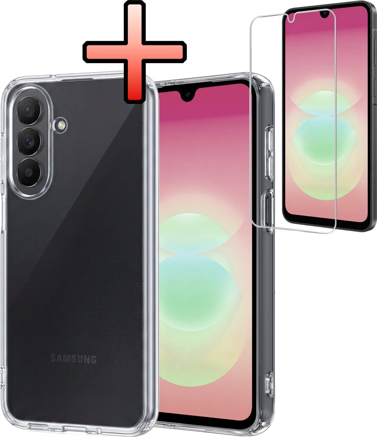 Hoesje - Met Screenprotector - Geschikt voor Samsung Galaxy A18 - Sterk & Shockproof - Back Cover - Siliconen Case - Telefoon Hoes - Transparant