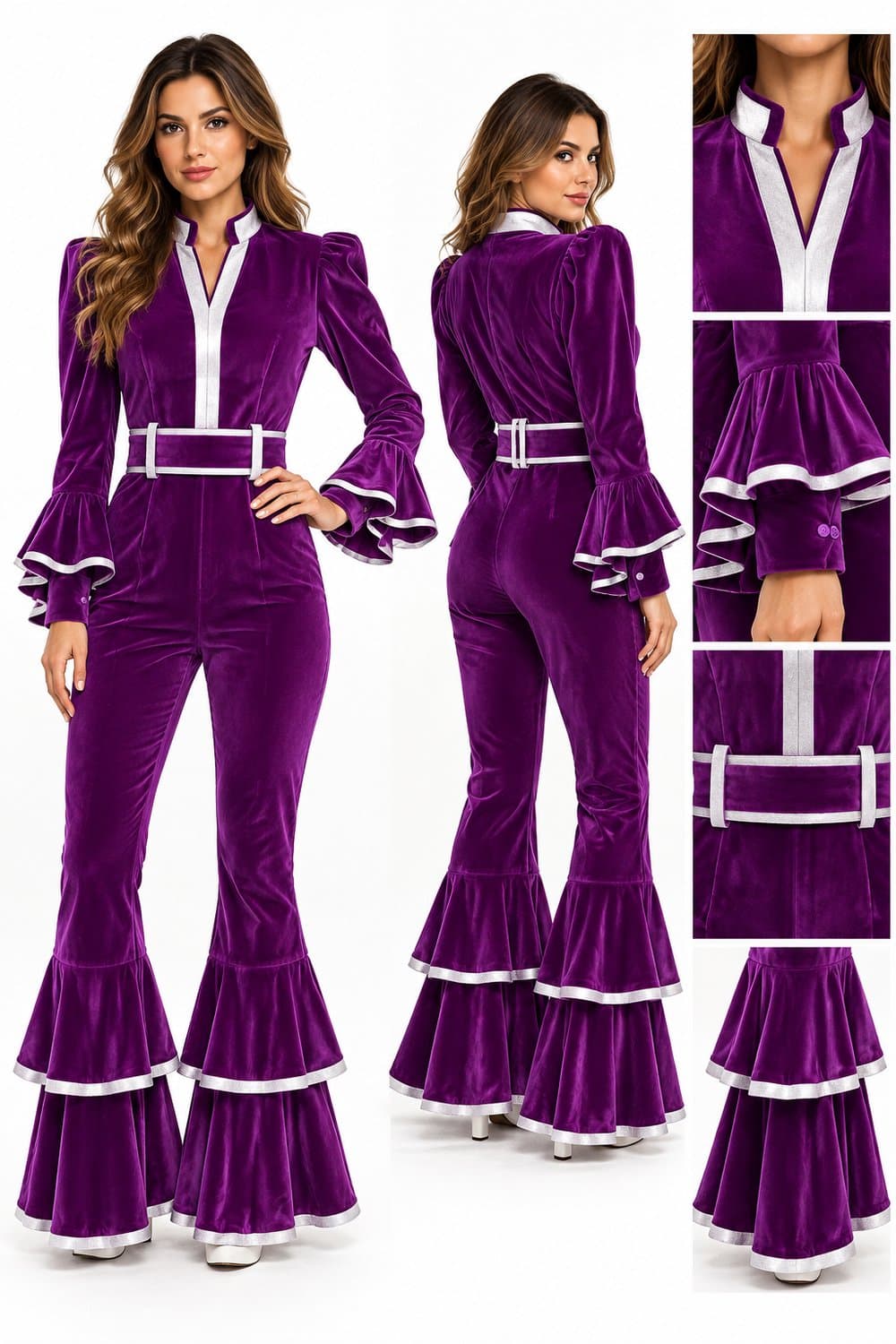 Paarse Disco Overall Dames – ABBA / 70’s Style - maat Medium
