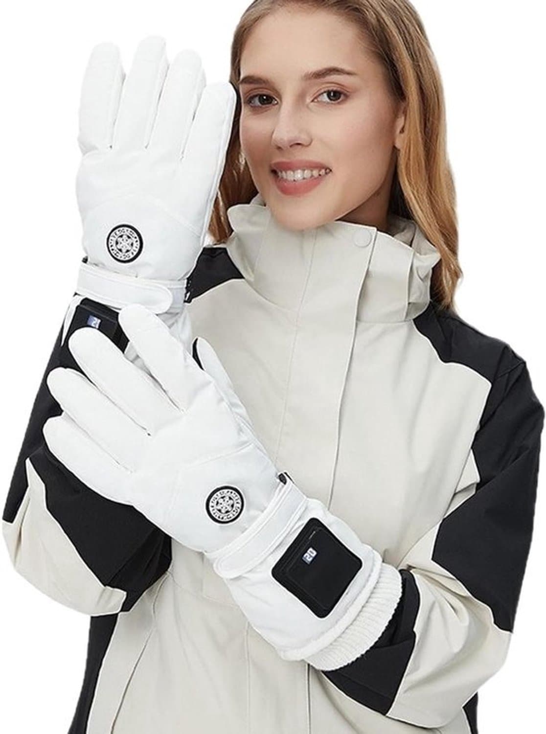 Verwarmde handschoenen - Elektrische wanten - Voor buitenactiviteiten - Digitale temperatuurweergave - Gemiddelde grootte - Zwart en wit