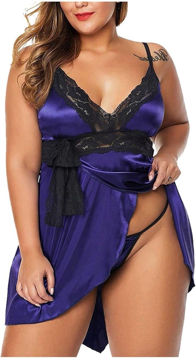 Lingerieset kant satijn babydoll transparant grote maat dames babydoll bloemen push-up glamour chic huwelijksreis nacht A25