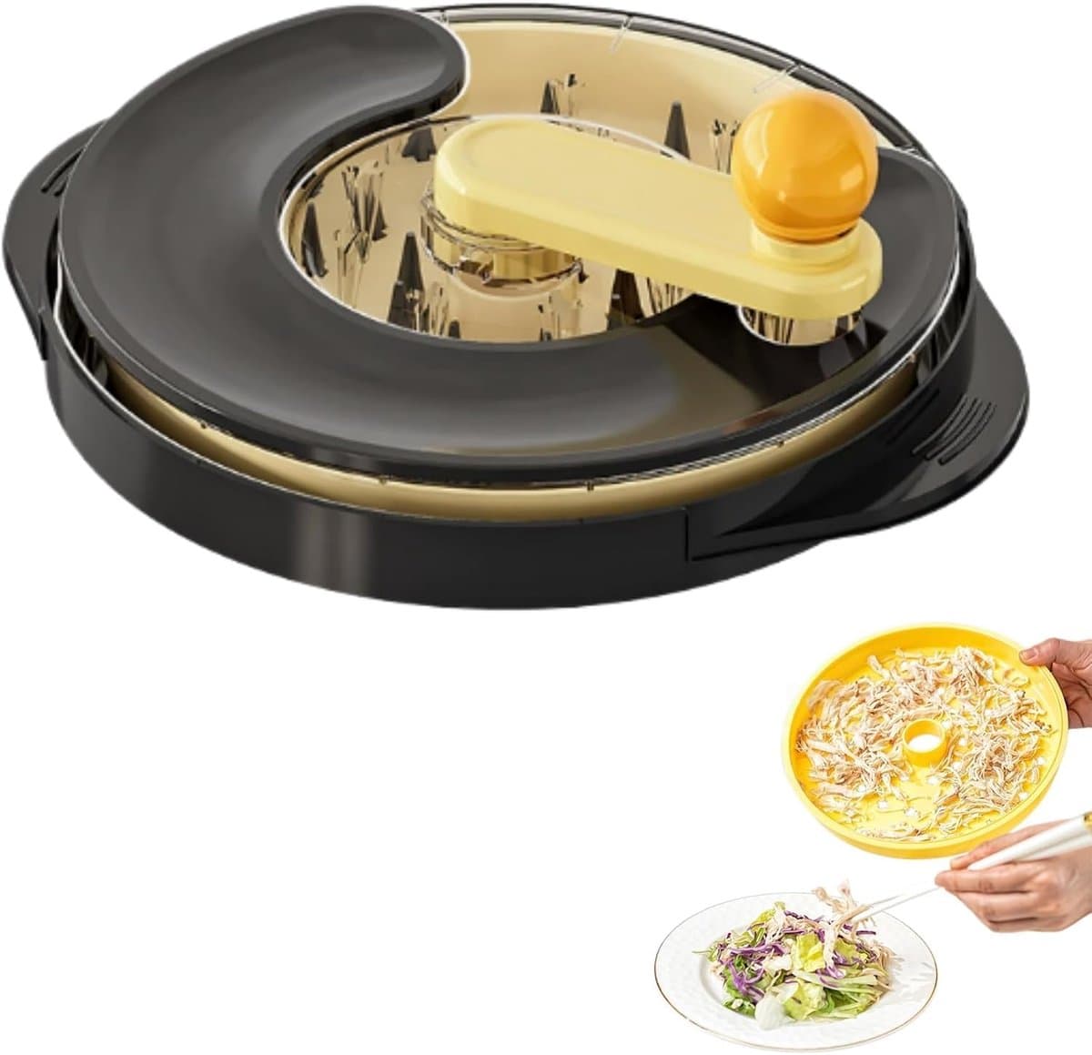 YAGXIG Kipfiletsnijder - Multifunctionele roterende vleessnijder - Handaangedreven - Geschikt voor het versnipperen van gekookt vlees, koken en lichte maaltijden - Zwart - 20 cm