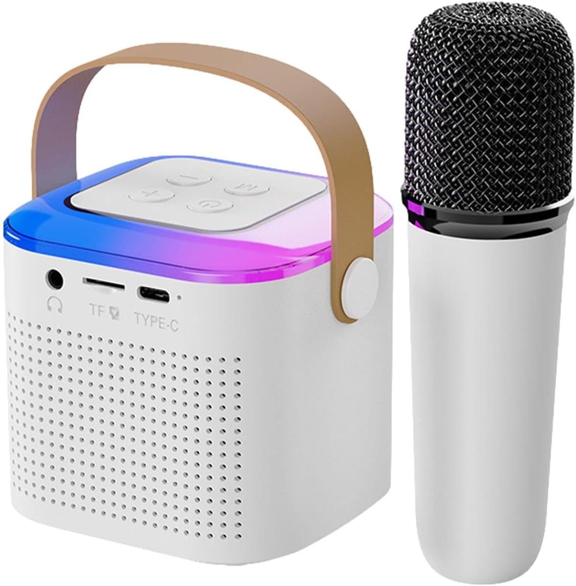 Karaoke-machineset, karaoke-luidspreker met microfoon, subwooferluidspreker, gezinsapparaat voor kinderen en volwassenen