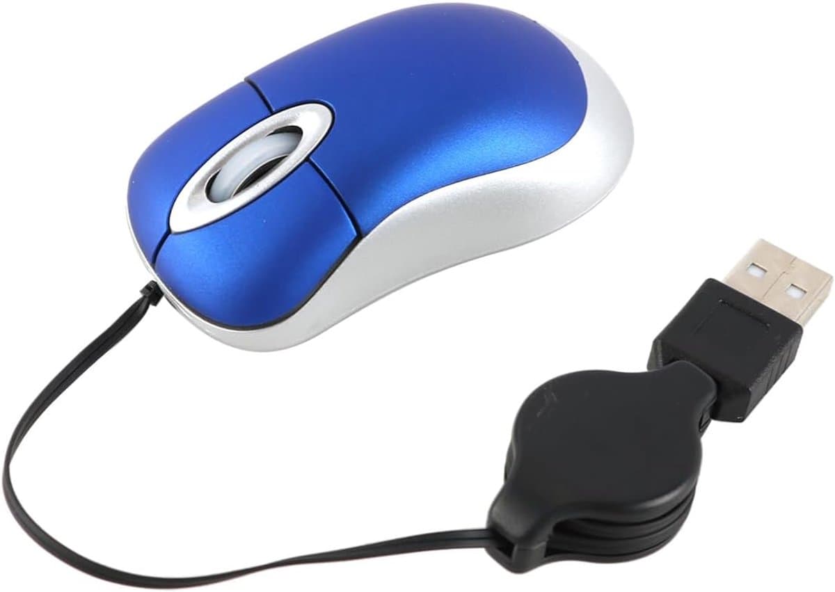 Mini-muis voor laptop Intrekbare USB-bedrade gamingmuis in blauw voor computer en pc
