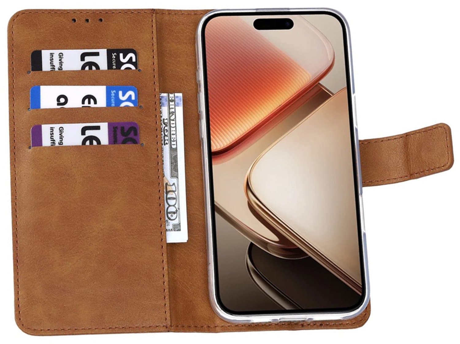 CaseBoutique Bookcase hoesje geschikt voor Xiaomi Redmi 17C - Effen Cognac - Kunstleer