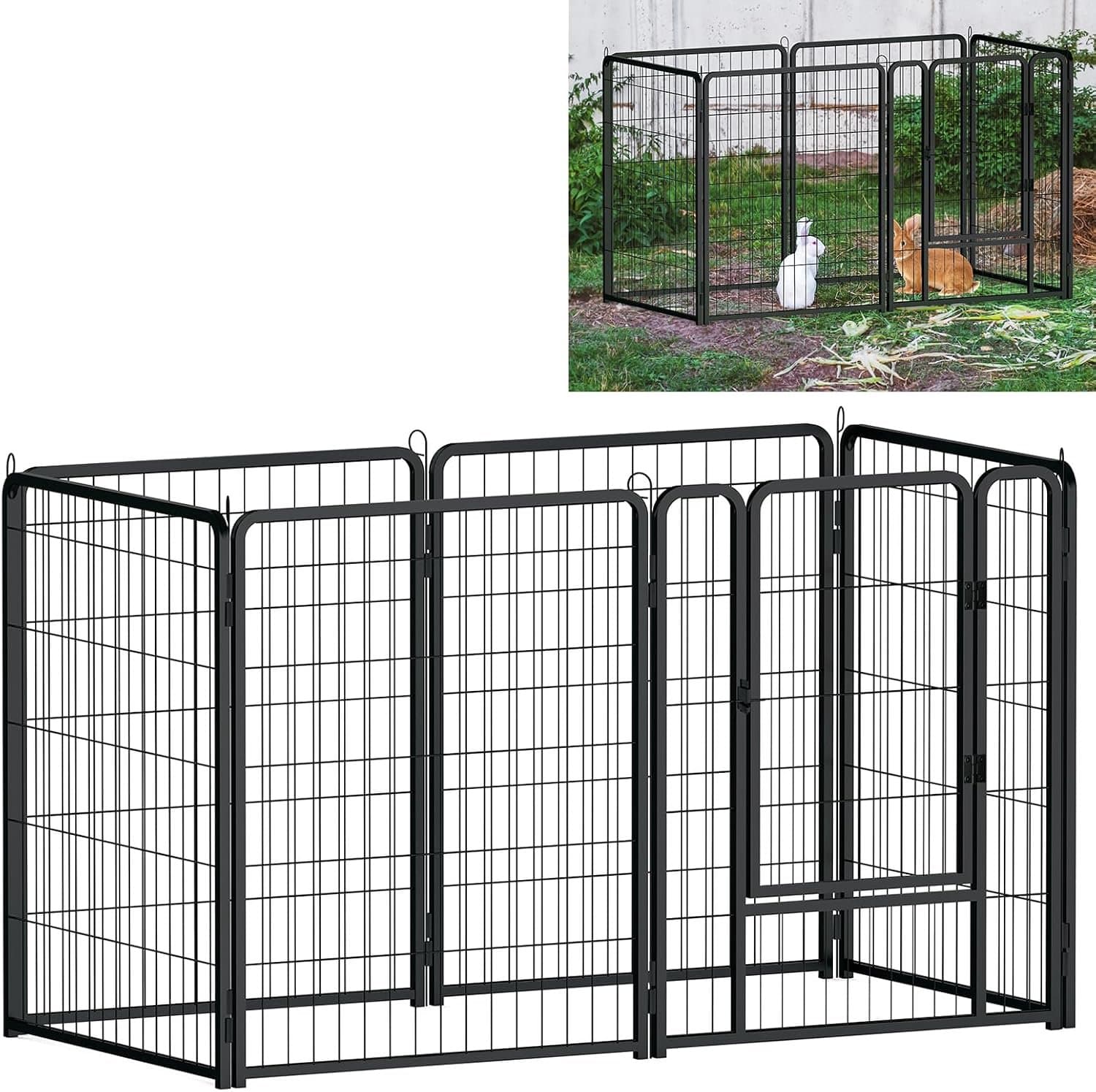 Zivano Hondenren - Hondenbench - Puppyren - Zwart - 80cm x 396cm x 65cm