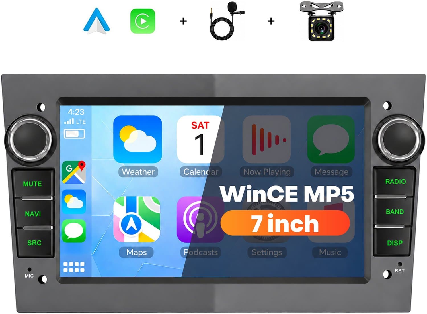 Boscer 2 Din Autoradio met 7 Inch Scherm - Geschikt voor Opel Astra, Corsa, Zafira & Meriva - Draadloos Apple CarPlay & Android Auto - Bluetooth Handsfree Bellen - FM Radio (RDS) - Stuurwielbediening - Achteruitrijcamera & Microfoon - Grijs
