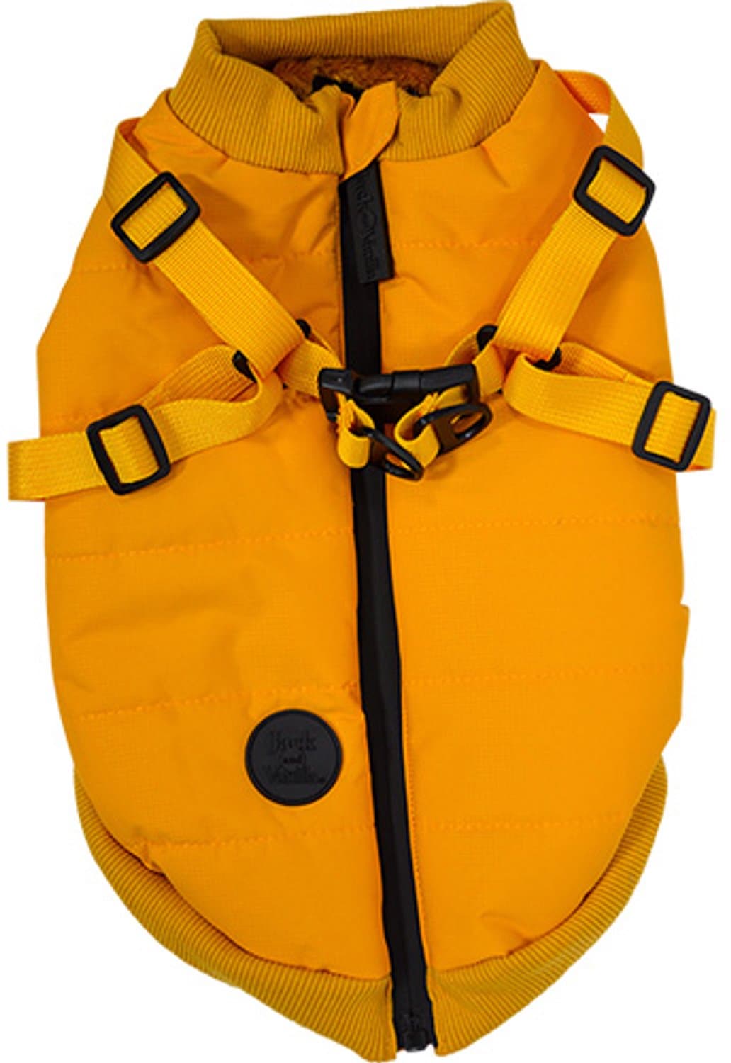 Jack and Vanilla Dogwalk - Jacket Harness London - Hondenjas met geïntegreerd harnas - Kleur: Geel - Ruglengte: 36 cm