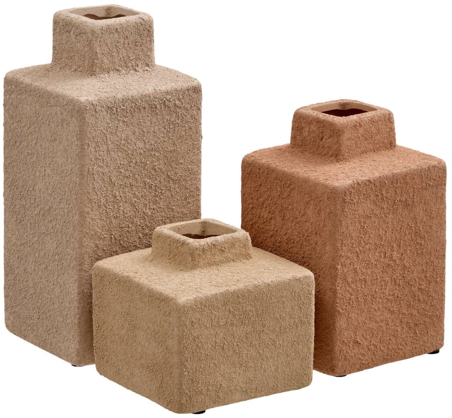 Atmosphera Rick Keramieken Vazen - Set van 3 stuks - Bruin