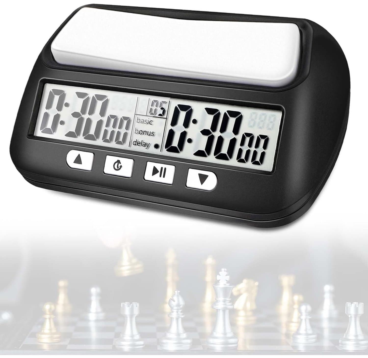 SSTRWGOOD Digitale Schachtimer - Met Tijdweergave, Countdown en Fischer Clock - 14x8.9x4.6cm - Grote Display - Stappenteller en Instellingengeheugen - Geschikt voor Schaak en Andere Tweespelersspellen