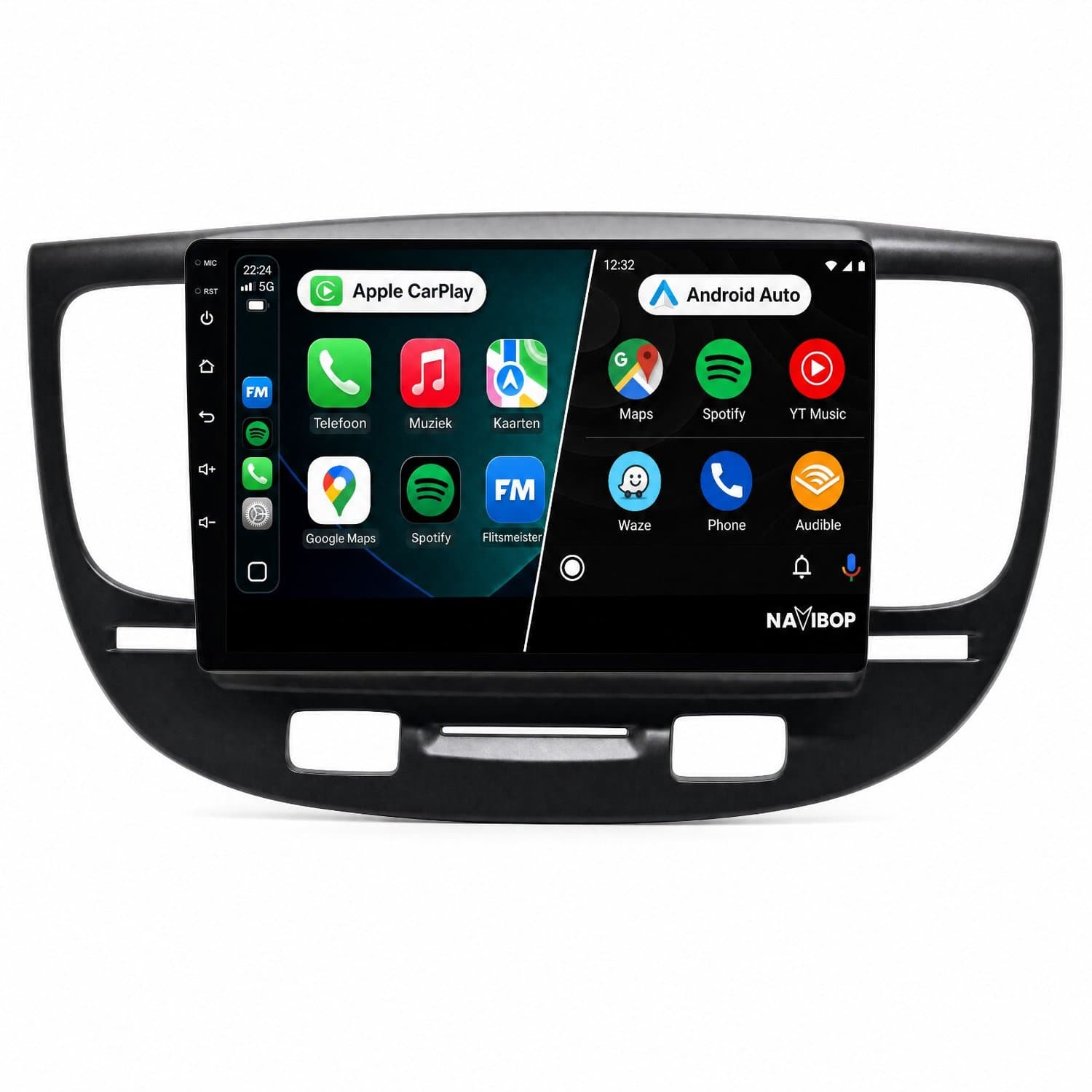Navibop Autoradio geschikt voor Kia Rio 2005 t/m 2011 - Draadloos Apple CarPlay & Android Auto - 9 inch touchscreen - Android 15 - 4GB/64GB - Navigatie - Bluetooth - DAB+ ready - 2 din - 2005 2006 2007 2008 2009 2010 2011