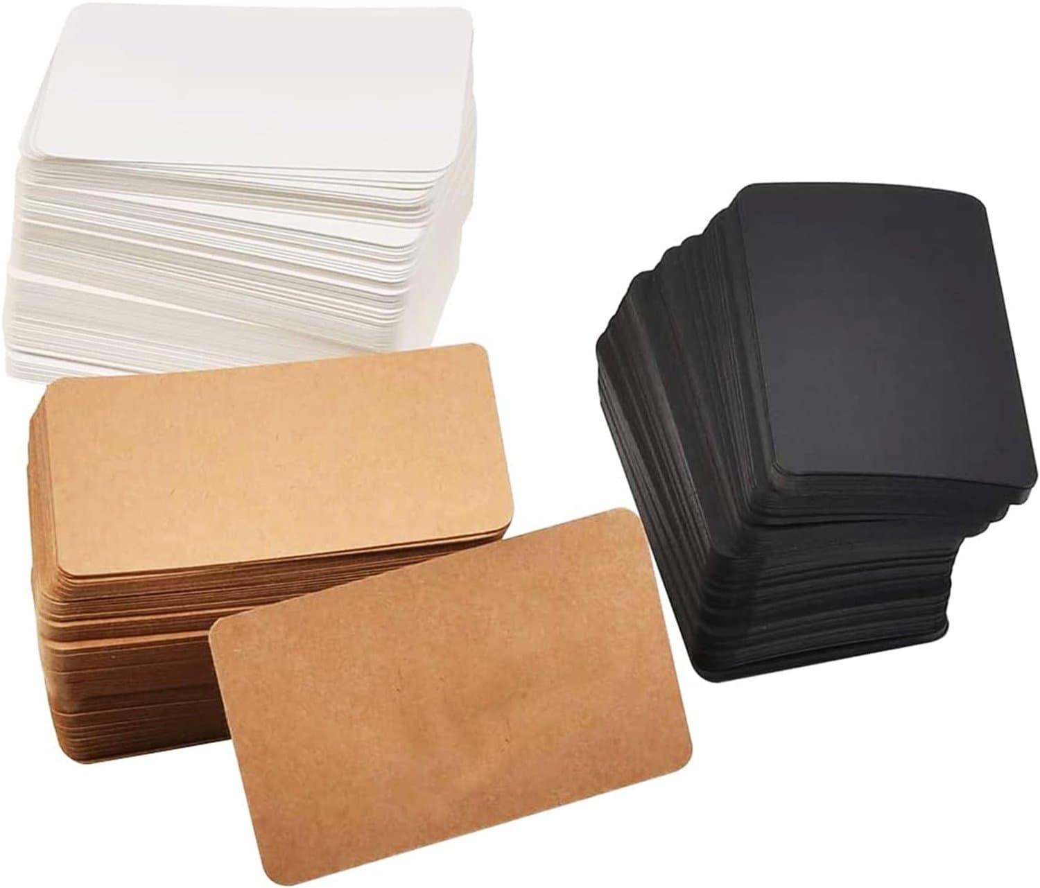 Dailygoods- Berichtkaarten 300 Stuks - Blanco Papieren Kaarten - Visitekaartjes - Kantoorgeheugenkaarten - Kraftpapier - Wit/Zwart - Notitiekaarten