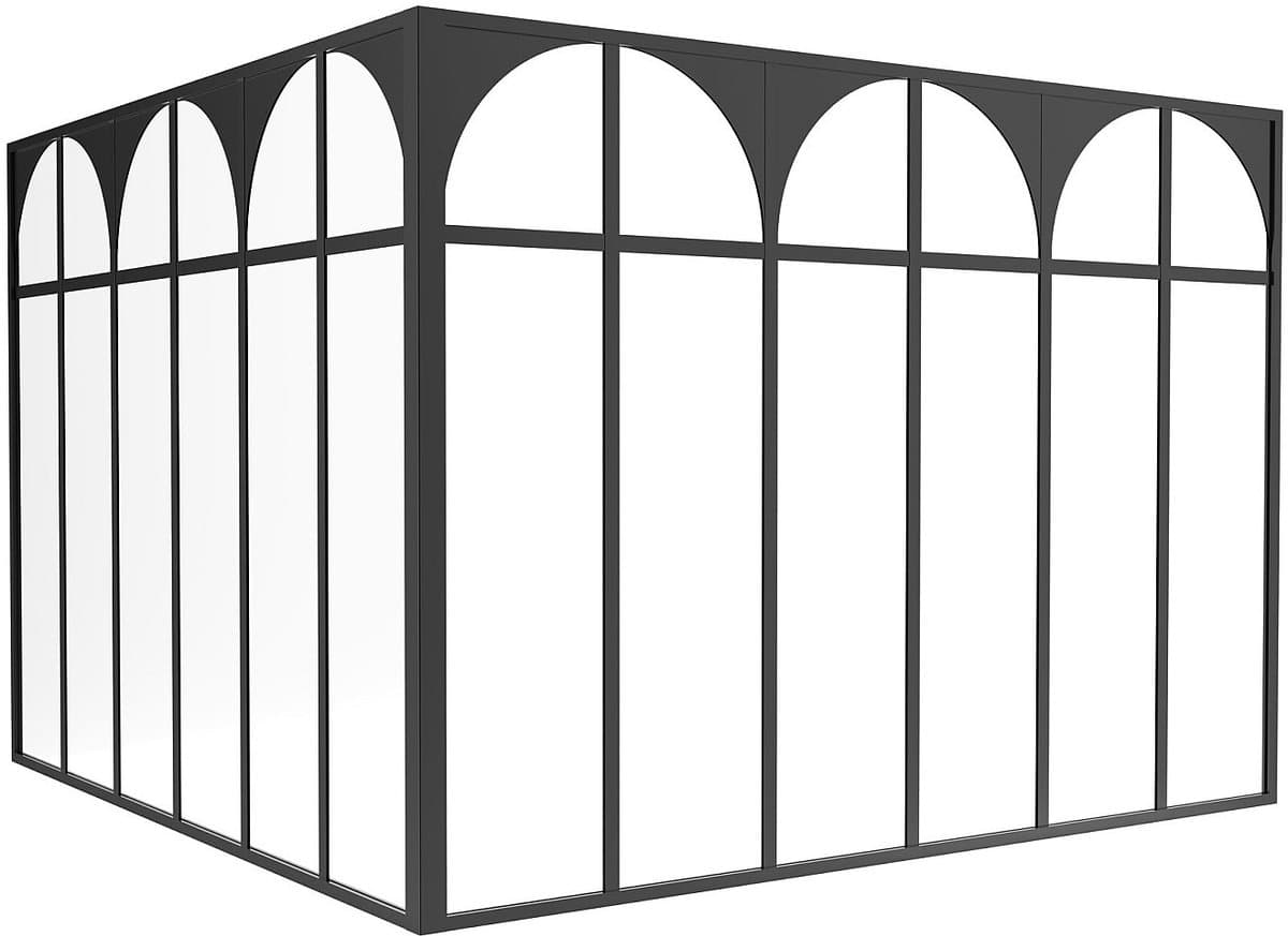 Vente-unique Hoekraam werkplaats met art-decostijl van gepoedercoat aluminium L180 x B180 x H130 cm (B x H) -Zwart - ARCADEA