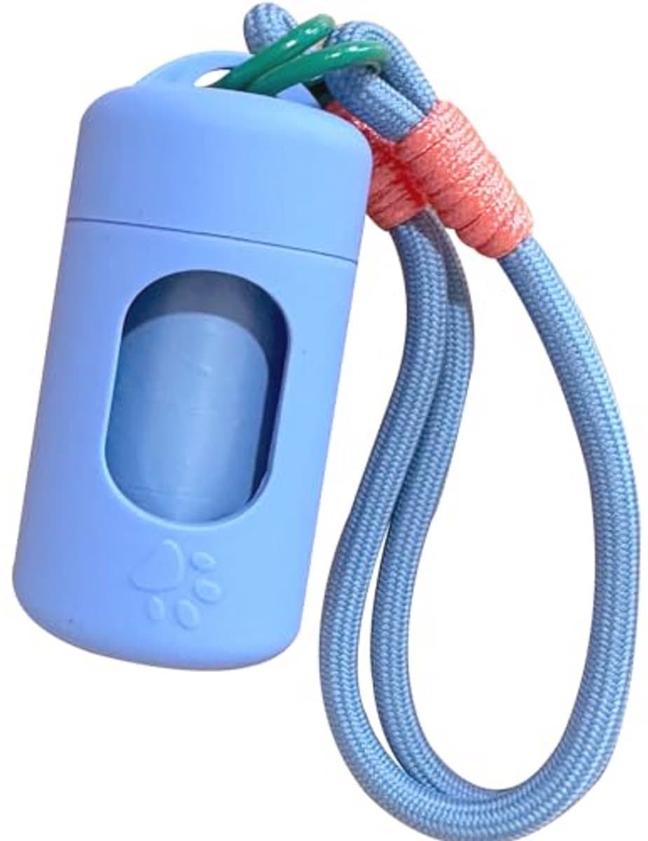 Poepzakken Dispenser met Draagbare Lanyard - Lichtblauw Hondenafvalzakken Houder
