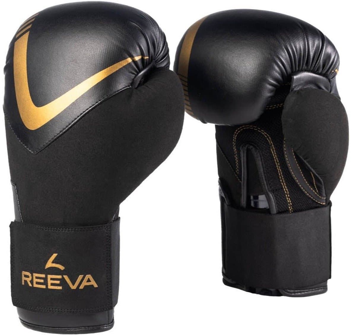 Reeva Bokshandschoenen 12 oz - (Microfiber) Leer - Goud - Unisex - Dames & Heren - Geschikt voor Kickboksen, Boksen & Bokszaktraining - Stevige Pasvorm - Boxing Gloves