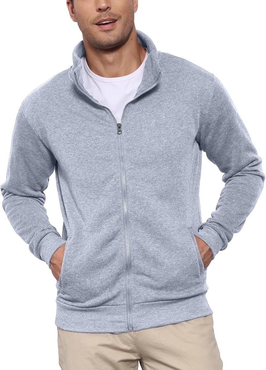 Heren Sweatshirt zonder Capuchon met Ritssluiting – Lichtgewicht Sportjas en Vest