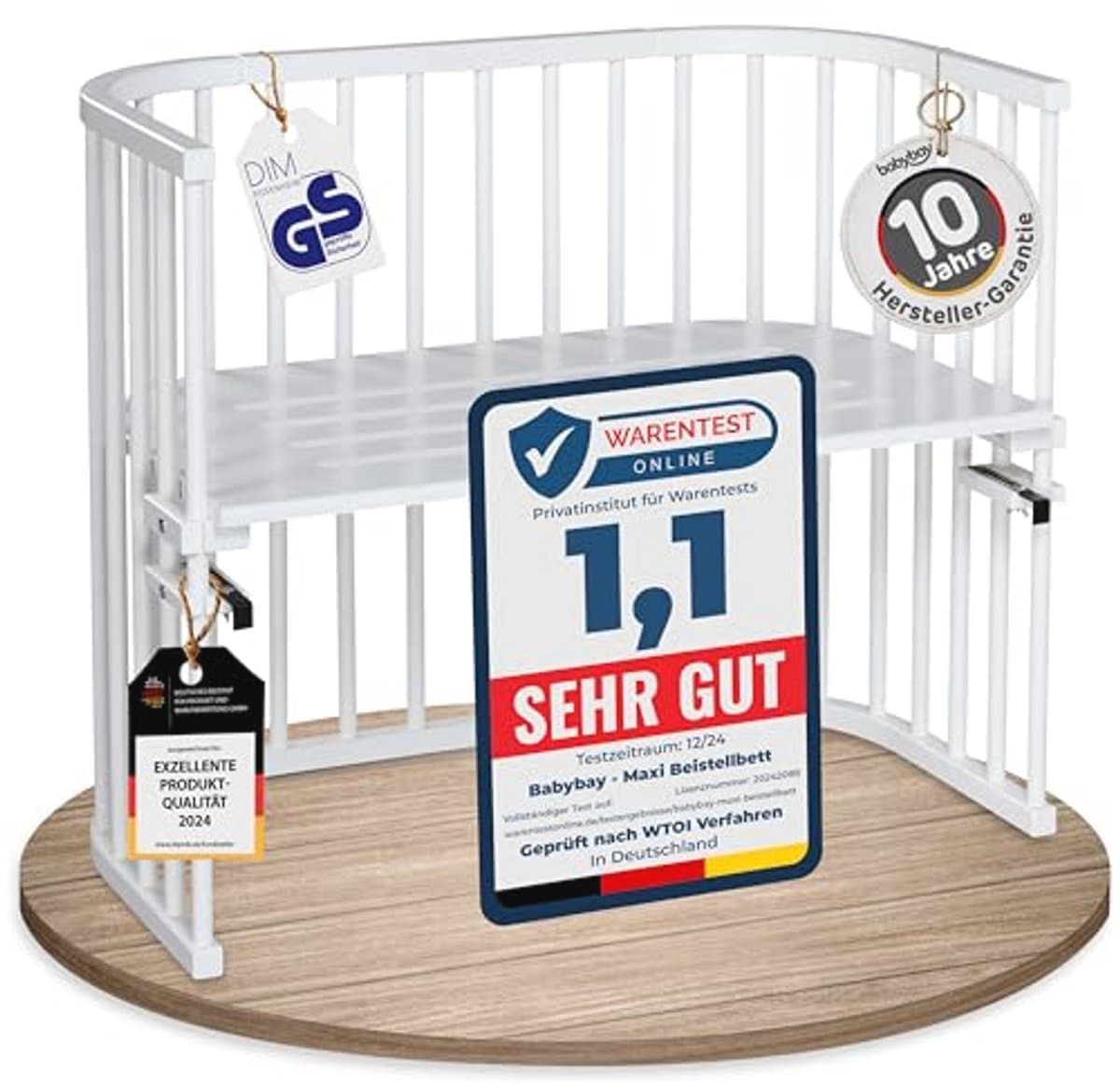 Maxi bijzetbed voor baby's - wit gelakt, 94 x 54 x 79 cm - ideaal voor tweelingen