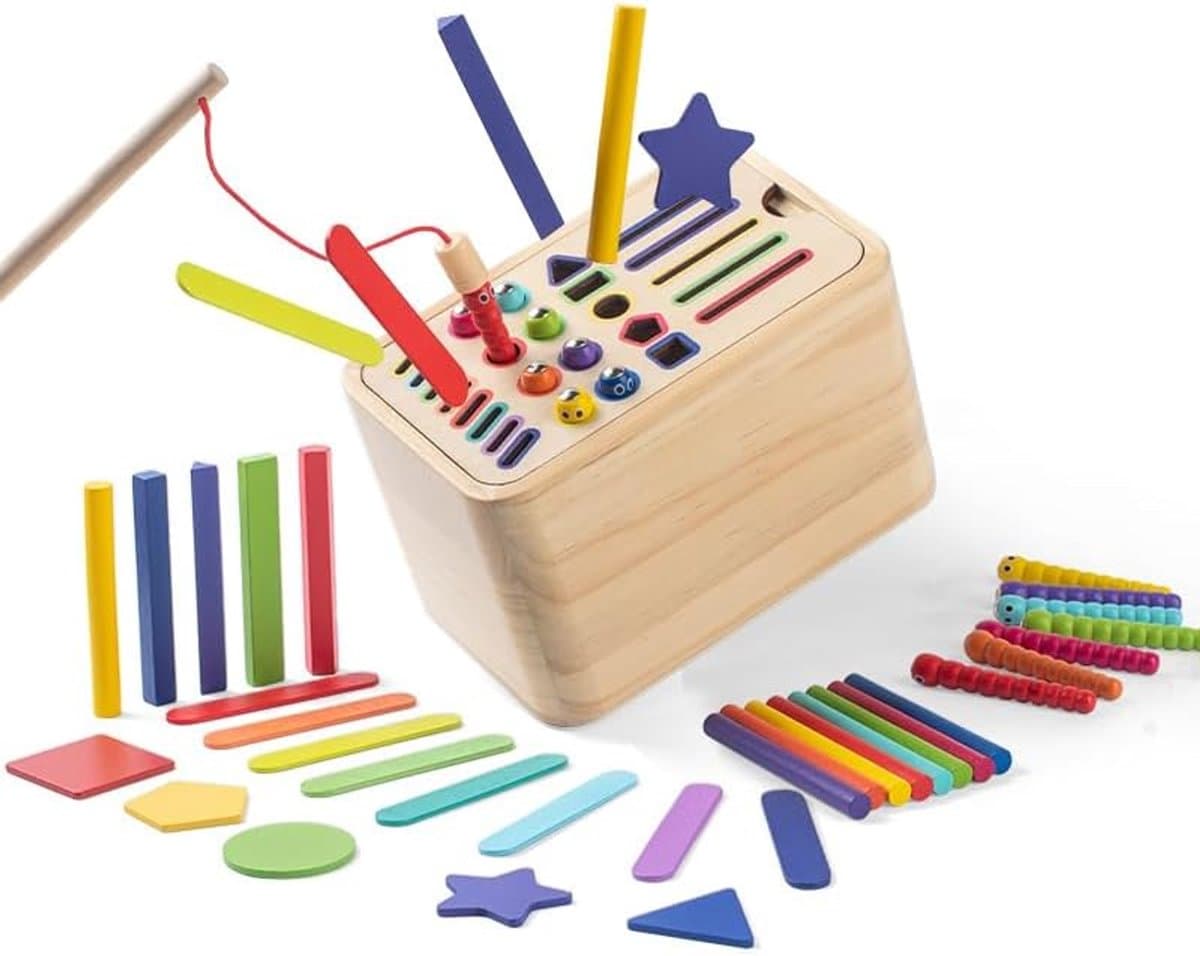 Houten sorteer- en sensorische speeldoos, Montessori-speelgoed voor kinderen vanaf 1 jaar, speelgoed om kleuren te matchen, fijne motoriek, leeractiviteiten voor kleuters, meisjes en jongens, verjaardagscadeaus