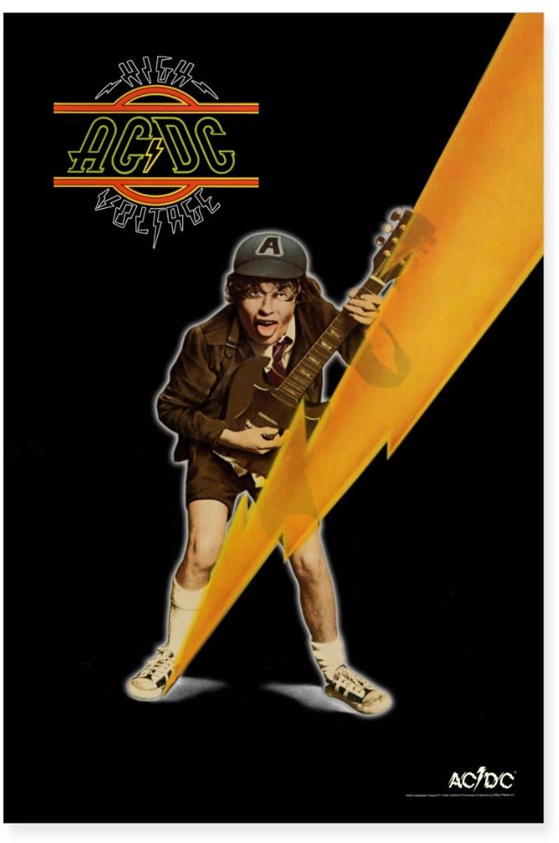 AC/DC High Voltage Angus Young Met Bliksemschicht Poster 60x90 cm