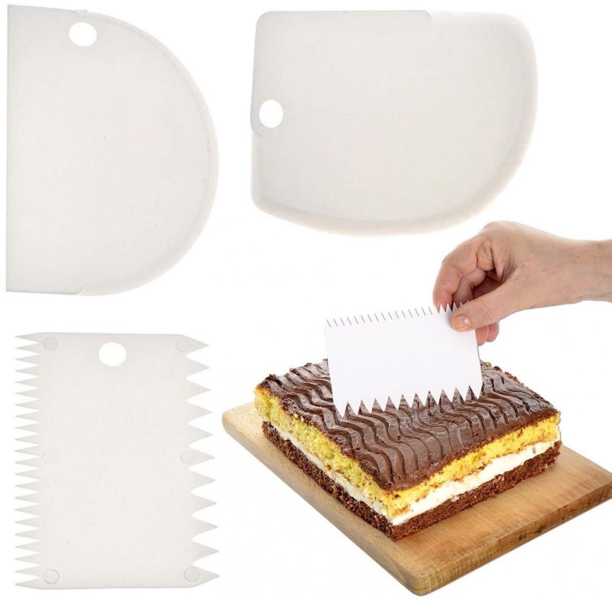 La Cucina Deegschraper Set Kunststof 3 Delig - Deegsnijder Deegsteker - 12 CM