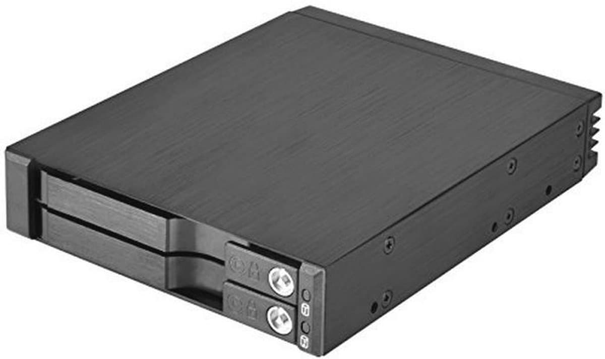 3,5 inch Aluminium Hot Swap Harde Schijf Wisselframe voor 2 x 2,5 inch SAS/SATA-HDD/SSD met Metalen Slot en LED Statusweergave
