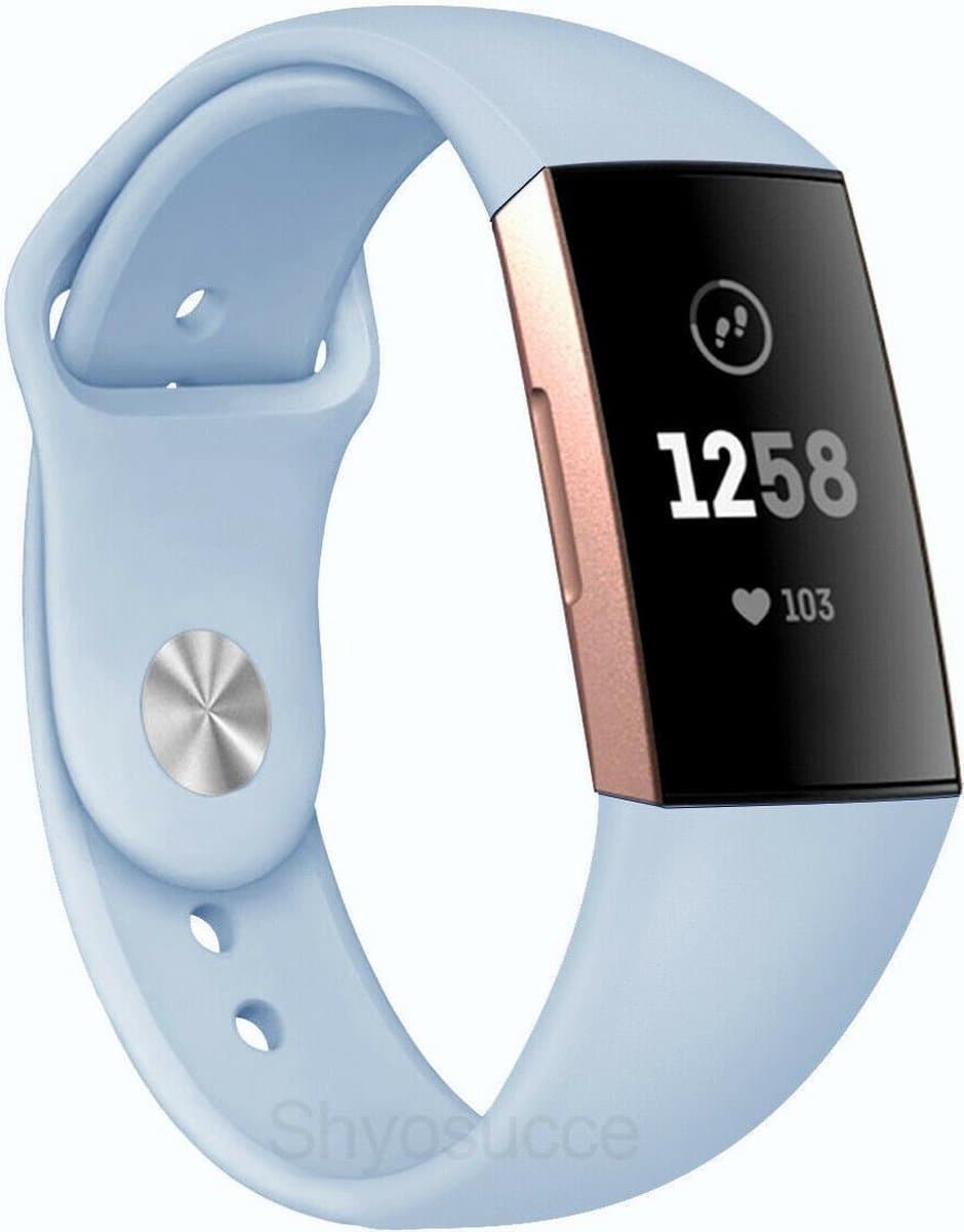geschikt voor Fitbit geschikt voor Fitbit Charge 3 sport band - lichtblauw - Maat S
