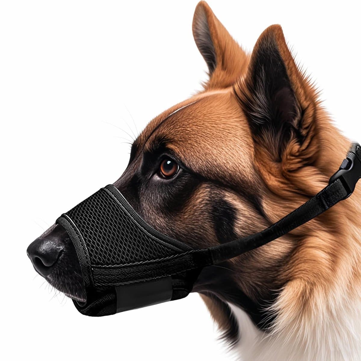longziming - Hondenmuilkorf - Muilkorf - Verstelbare muilkorf - 1 stuk - Zacht en ademend mesh - Nylon - Klittenbandsluiting - Voor middelgrote, grote en extra grote honden - Geschikt voor wandelen, training en dierenarts - L
