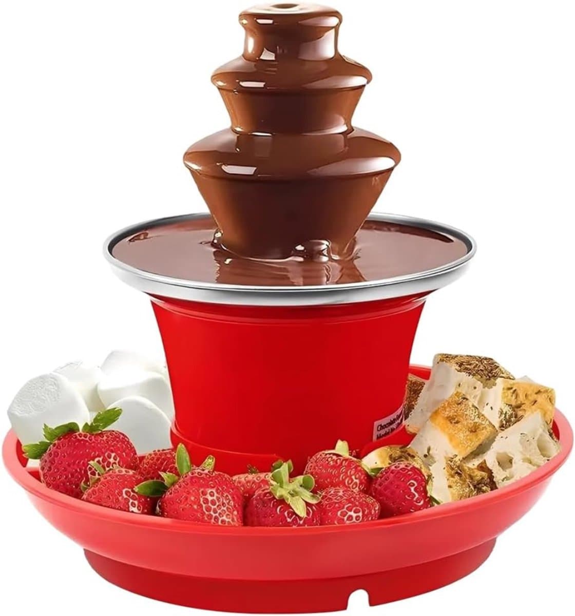 Zyrex® Chocoladefontein - Chocolade fontein - Chocolade druppels - Rood - 23cm x 22cm x 15cm