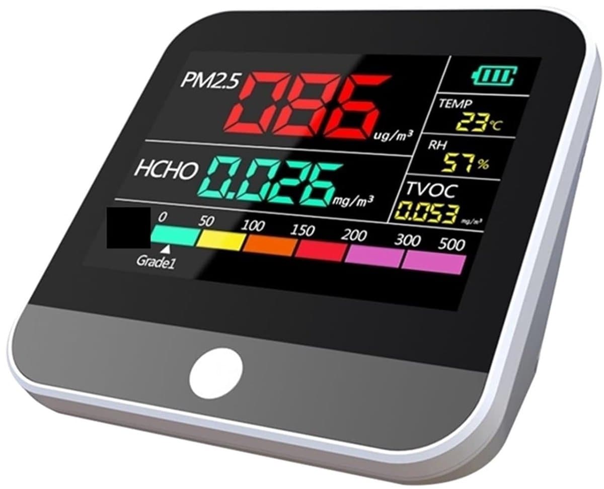 Luchtkwaliteitsmonitor, luchtkwaliteitsmeter, Monitor for binnenluchtkwaliteit PM2.5/PM1 /PM10 Monitor Temperatuur Formaldehyde TVOC Luchtkwaliteitstester voor thuis, kantoor of school