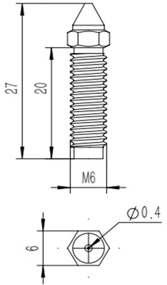 Gehard Stalen Nozzle voor 3D Printer Hoge Temperatuur Puntige Mondstuk