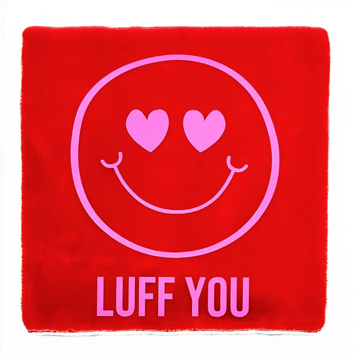 Snoes Spreuktegel - Luff You - Rood Keramiek met Roze Vinyl - 10x10 cm - Handgemaakte Spaanse Wandtegel - Inclusief Plakhaakje - Romantisch Cadeau