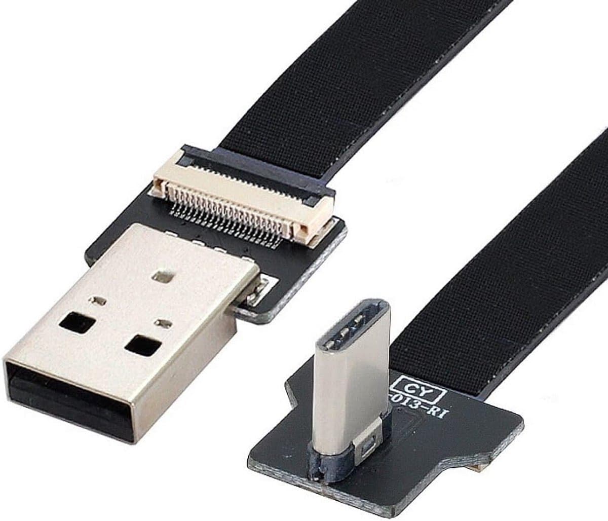 USB C naar USB 2.0 Kabel 90 Graden Recht Hoek Plat Flexibel 20cm