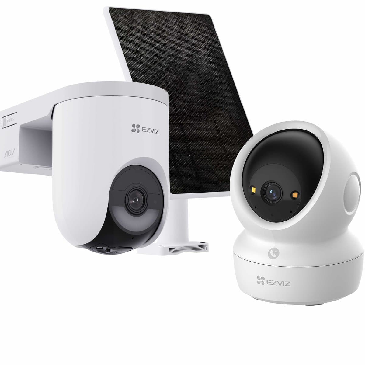EZVIZ HB8 Lite Buitencamera + H6C 4K Beveiligingscamera - Incl. Zonnepaneel - 360° Pan & Tilt - Auto Zoom - Werkt met Google Assistant & Alexa - Draadloos
