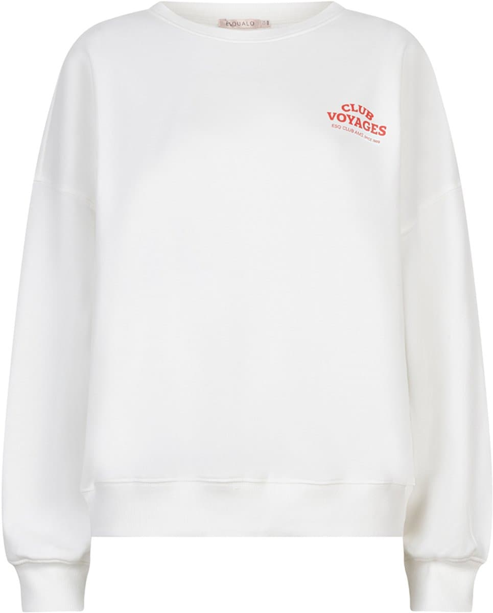 EsQualo Trui Sweater Cities Sp26 05019 976 Off White/chili Red Dames Maat - XS