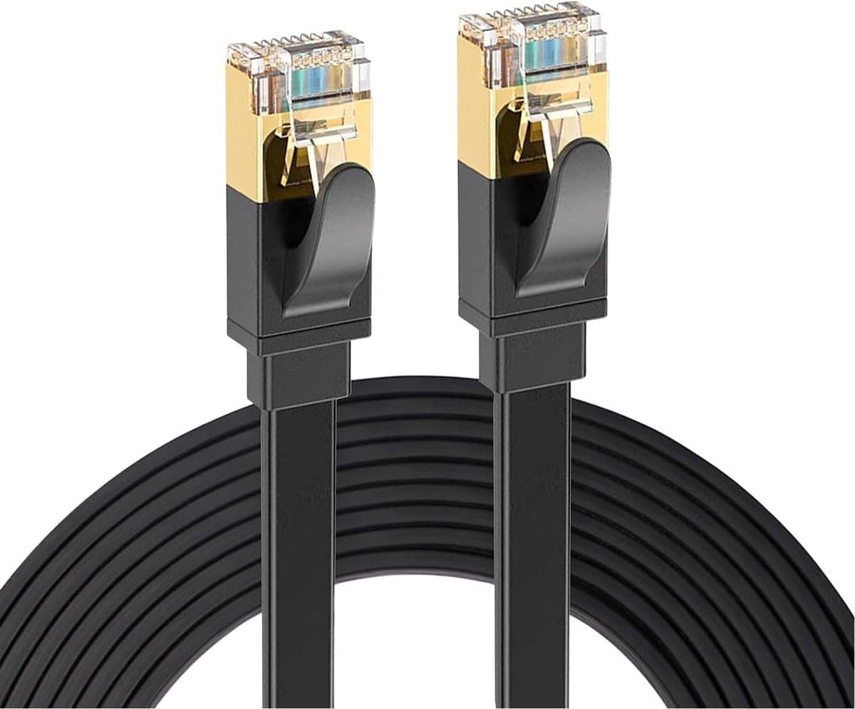 Platte Cat7 Ethernet Netwerkkabel 15 Meter, STP Koper, RJ45 Connector