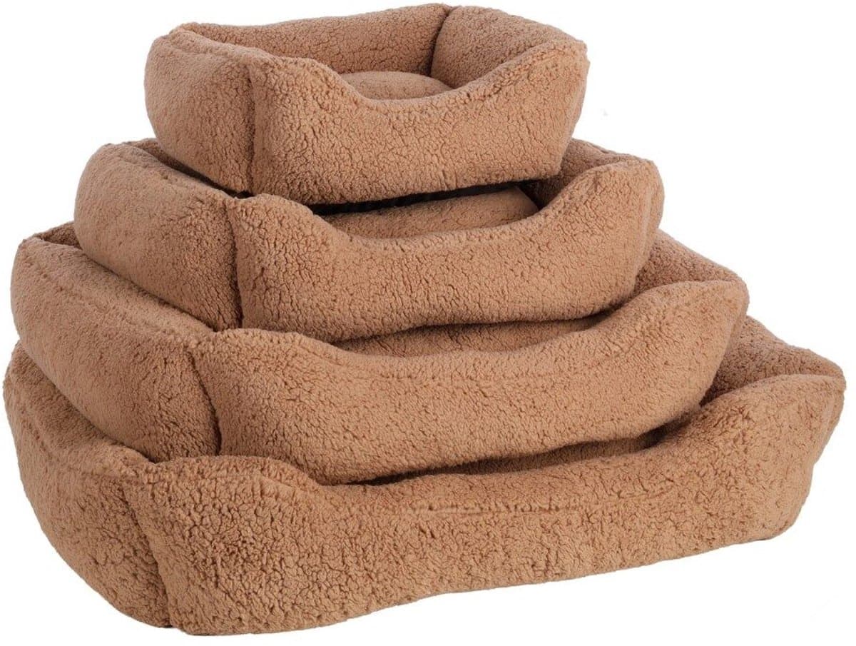 Hondenmand - Teddy - Mokka - Pluche Hondenmand - Puppy Mand - Hondenbed - Superzacht & Comfortabel - Maat L = 100 x 80 cm L